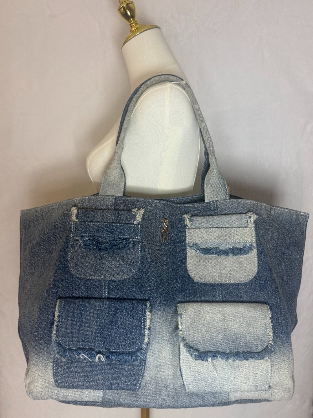 Steve Madden Denim Tote Bag Blue Jean Shoulder Handbag NWOT
